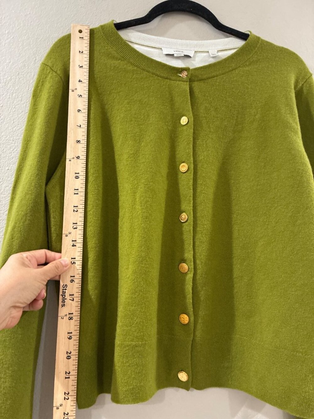 Vince Wool & Cashmere-Blend Tipped Half-Moon Womens Cardigan size XL - Picture 6 of 7